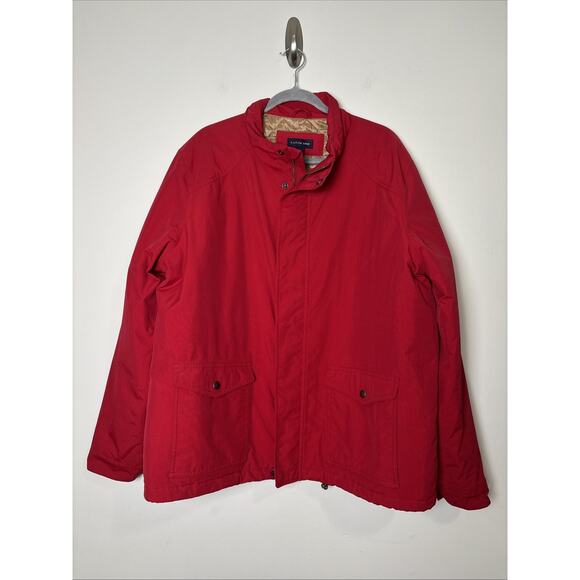 Lands End Men’s Red Coat Size XL 46-48 Quilted Lining Mid-Weight Jacket Chore - Picture 1 of 9